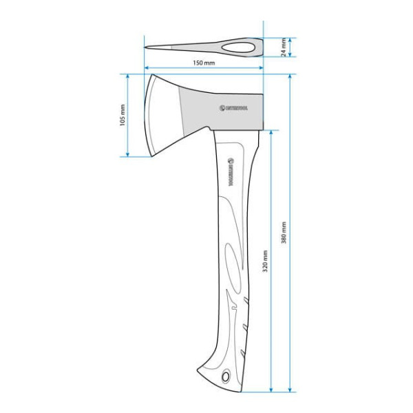 Топор 600 г, ручка из фибергласа Intertool HT-0261