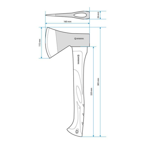 Топор 800 г, ручка из фибергласа Intertool HT-0262