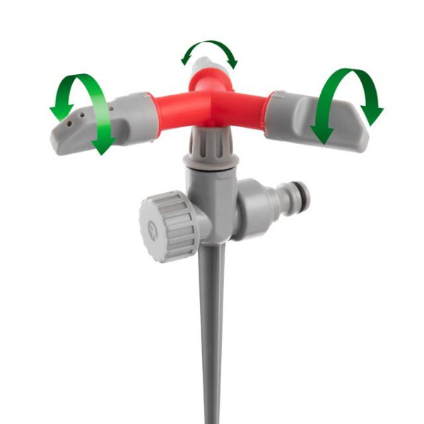 Дождевальное устройство круговой вращающейся головкой на колу. PP, ABS, Zinc alloy Intertool GE-0055