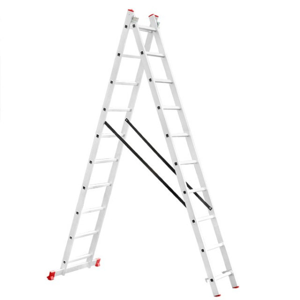 Aluminum ladder, 2-section, universal, folding, 2*10 steps, 4.8 m Intertool LT-0210
