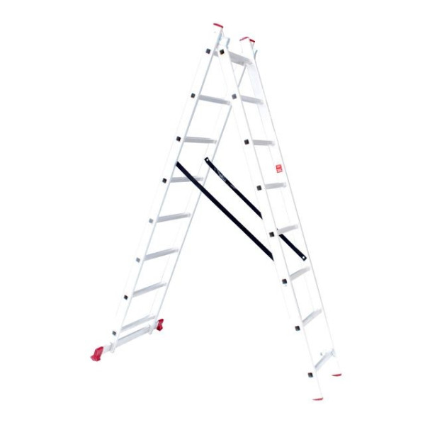Aluminum ladder, 2-section universal folding, 2*8 steps, 3.69 m Intertool LT-0208