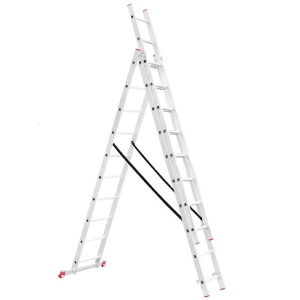 Aluminum ladder, 3-section universal folding, 3*10 steps, 6.48 m Intertool LT-0310