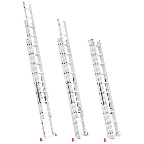 Aluminum ladder, 3-section universal folding, 3*10 steps, 6.48 m Intertool LT-0310