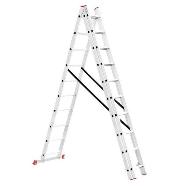 Aluminum ladder, 3-section universal folding, 3*10 steps, 6.48 m Intertool LT-0310