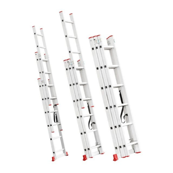 Aluminum ladder, 3-section universal folding, 3*6 steps, 3.4 m Intertool LT-0306