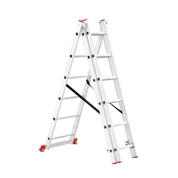 Aluminum ladder, 3-section universal folding, 3*6 steps, 3.4 m Intertool LT-0306