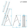 Aluminum ladder, 3-section universal folding, 3*8 steps, 5.09 m Intertool LT-0308