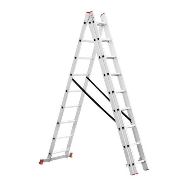 Aluminum ladder, 3-section universal folding, 3*8 steps, 5.09 m Intertool LT-0308