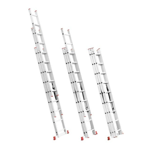 Aluminum ladder, 3-section universal folding, 3*9 steps, 5.93 m Intertool LT-0309