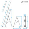 Aluminum ladder, 3-section universal folding, 3*9 steps, 5.93 m Intertool LT-0309