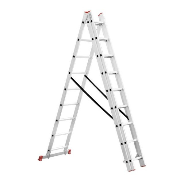 Aluminum ladder, 3-section universal folding, 3*9 steps, 5.93 m Intertool LT-0309