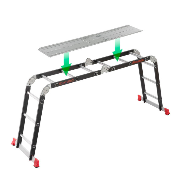 Multifunctional ladder transformer 4x3 steps, steel profile, 3380 mm, 150 kg Intertool LT-0023
