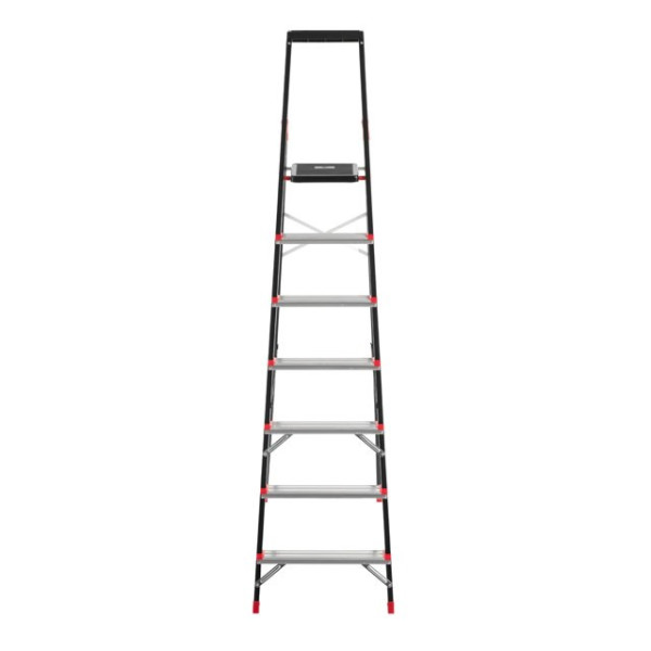 Ladder 7 steps, tool tray, steel profile, height of the upper step 1500 mm, 504*1283*2003 mm, 150 kg Intertool LT-0057