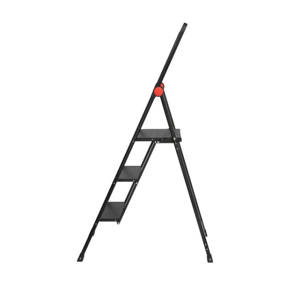Black Slim aluminum ladder, 3 steps, height of the top step 684 mm, 150 kg STORM Intertool LT-5003