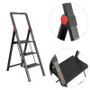 Black Slim aluminum ladder, 3 steps, height of the top step 684 mm, 150 kg STORM Intertool LT-5003