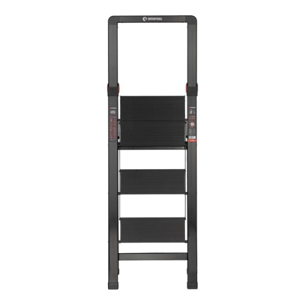 Black Slim aluminum ladder, 3 steps, height of the top step 684 mm, 150 kg STORM Intertool LT-5003