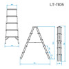 Aluminum stepladder, double-sided, 5 steps, height 1094 mm Intertool LT-1105