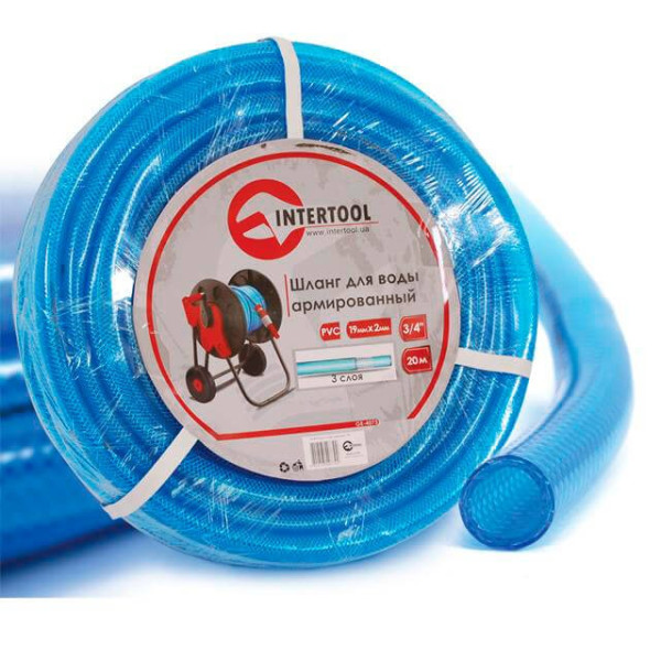 Three-layer water hose, blue, 3/4, 20 m, reinforced, PVC Intertool GE-4073