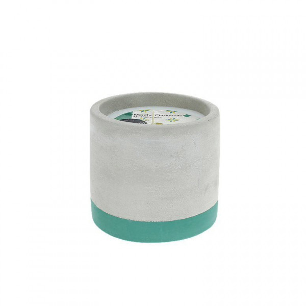 Bougies La Française candle in a BETON planter, mint-lemongrass, 9 x 9 x 7.5 cm, 180 g