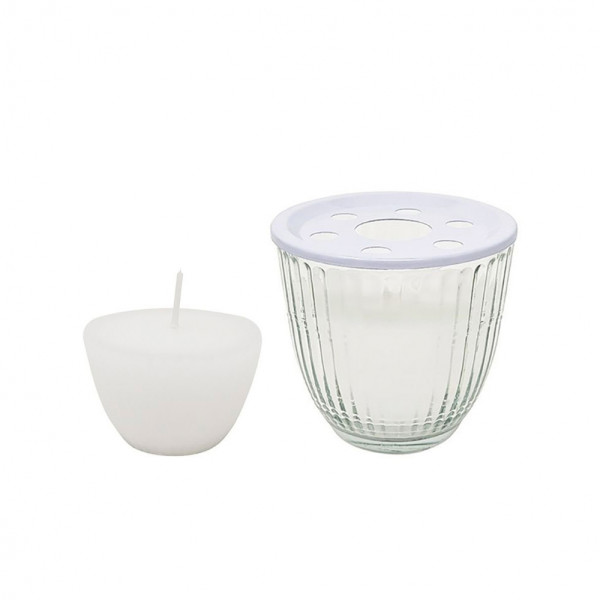 Candle in a Bougies La Française candle holder, white, 7 x 7 cm, 75 g