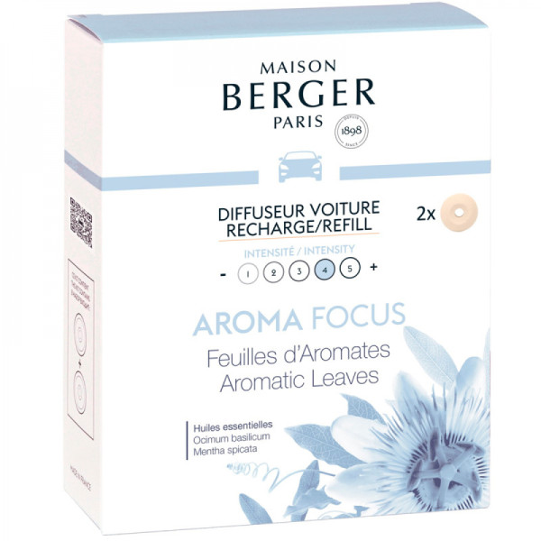 Cartridge for car diffuser Maison Berger Paris with aroma AROMATIC LEAVES, 2 pcs.