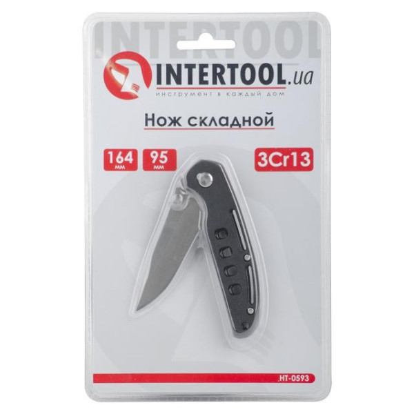 Ніж складаний 164 мм, ручка з пластиковими вставками Intertool HT-0593