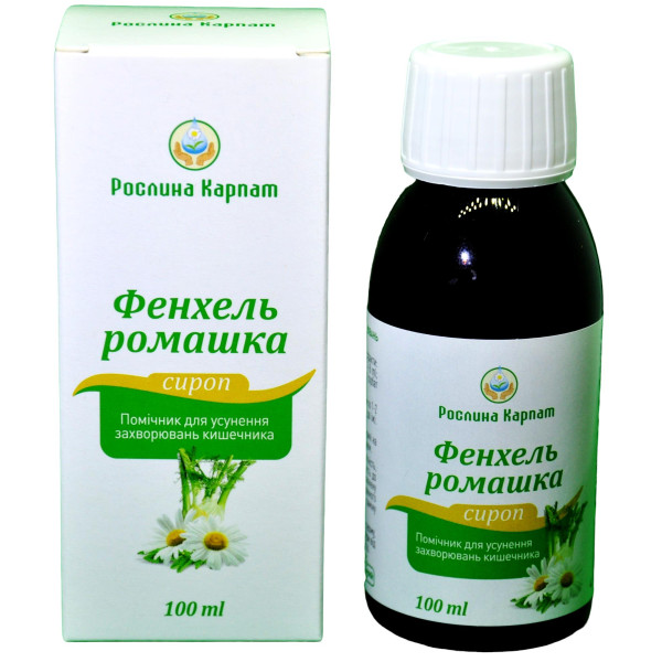 Fennel syrup - chamomile 100 ml for regulating the work of digestive organs, Carpathian plant