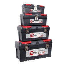 Set of tool boxes with metal locks, 4 units Intertool BX-0004