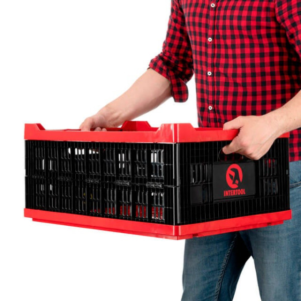 Folding box, plastic, loading 30 kg, 47 l, 600*400*260 mm, material 100% primary food PE Intertool BX-6426